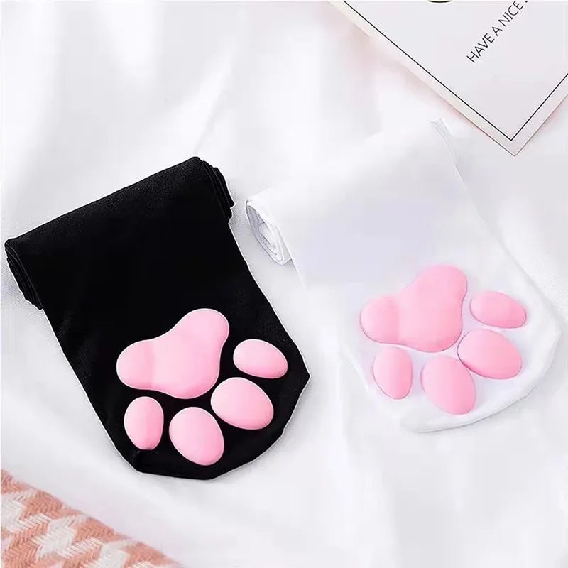 Niedliche Katzenpfoten-Overkneesocken