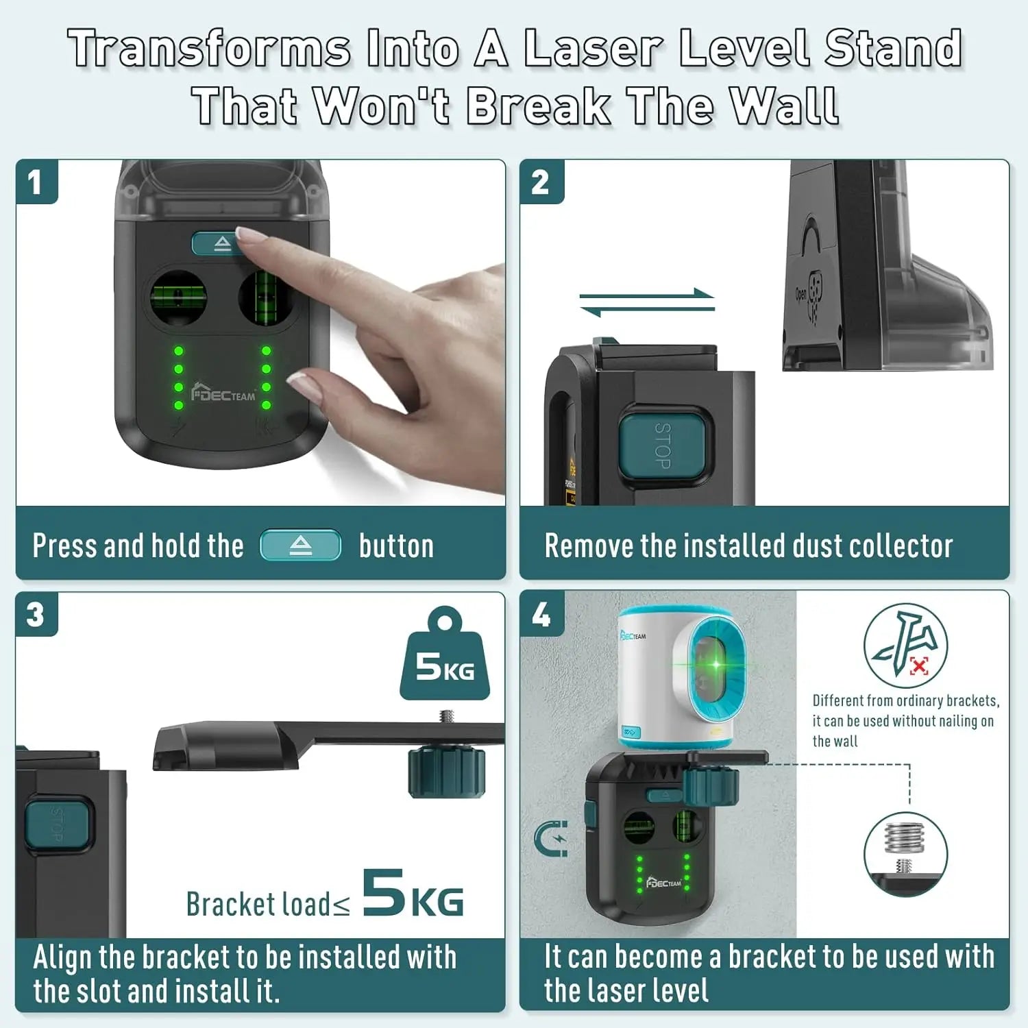 Decteam Laser-Nivelliergerät Staubabsauger