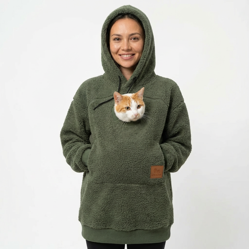 SnugglePaw™ Hoodie mit Kuschel-Tasche für Katze & Hund