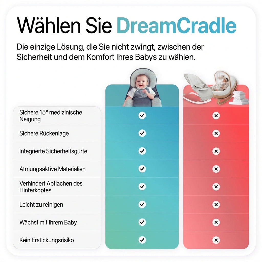 DreamCadle™ – Ergonomische Baby-Liege mit Anti-Reflux-Neigung