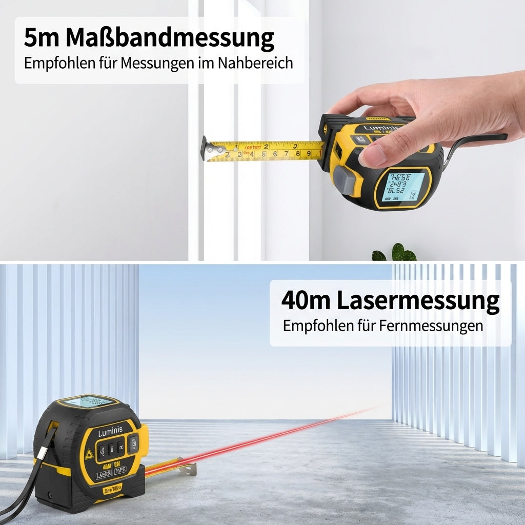 LaserMeasure™ – 3-in-1 Laser-Maßband mit Kreuzlinienlaser