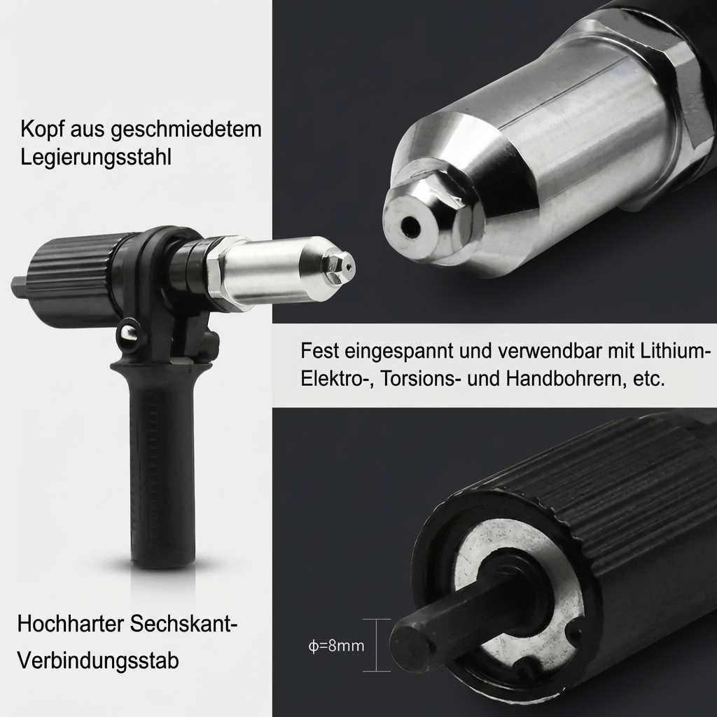 Luminis RivetPro™ – Profi Nietbohrer Adapter für Bohrmaschine