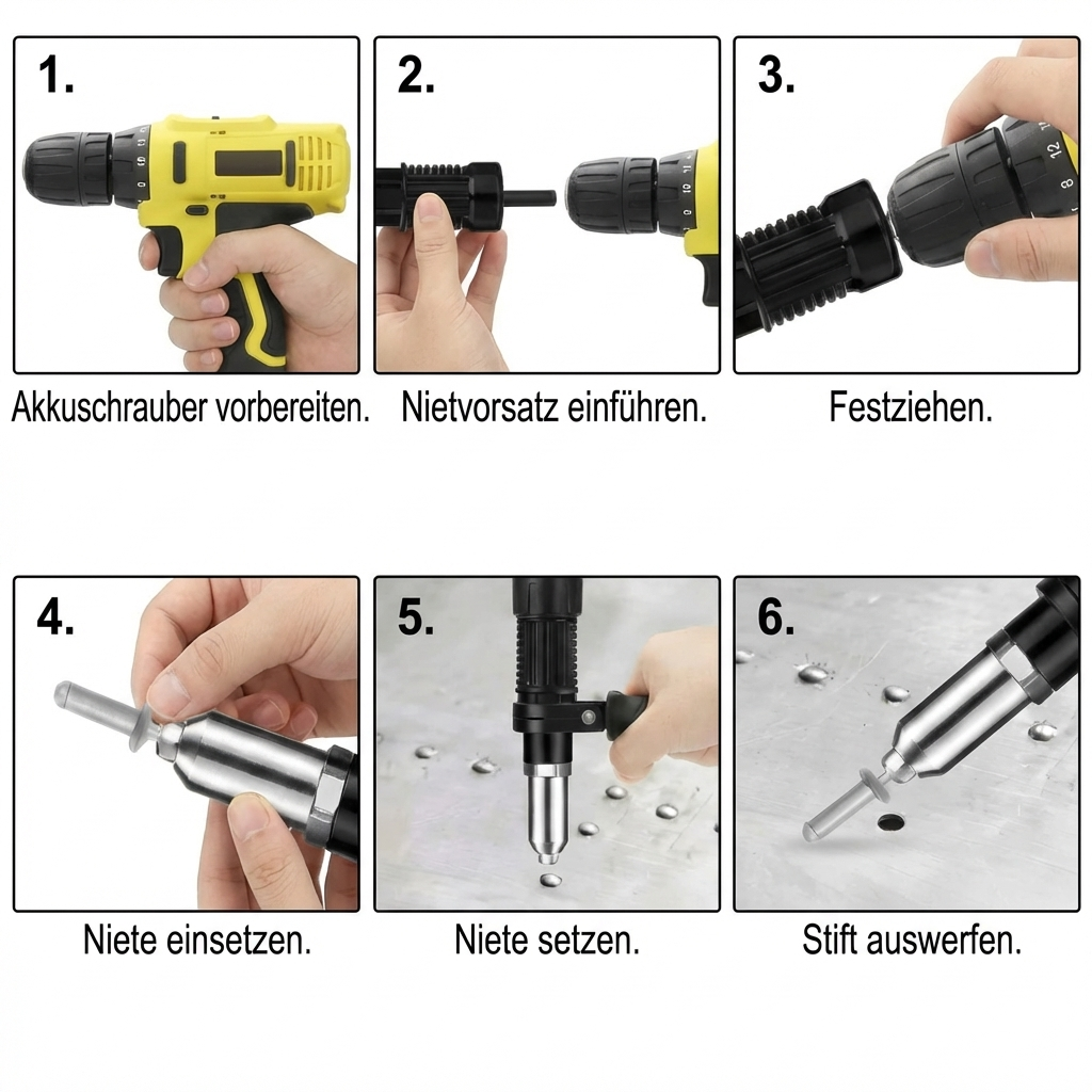 Luminis RivetPro™ – Profi Nietbohrer Adapter für Bohrmaschine